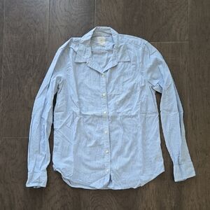 GAP Women's Light Blue Striped Button Down Shirt